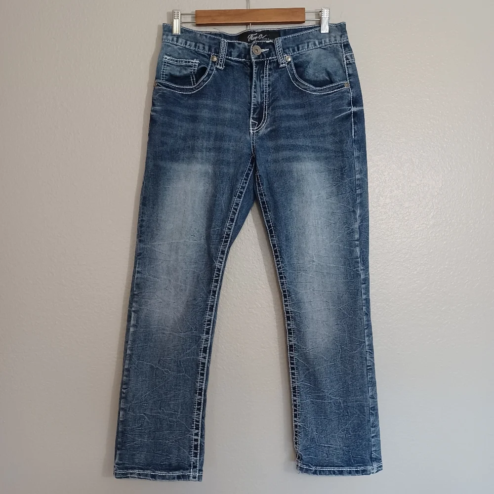 TRUE LUCK Men's 30X30 Blue Jeans Stretch Bootcut Leg Casual Cotton Jeans